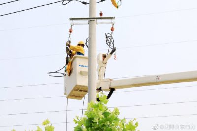 莘縣供電公司10千伏蔡莊線(xiàn)17號桿帶電T接變壓器