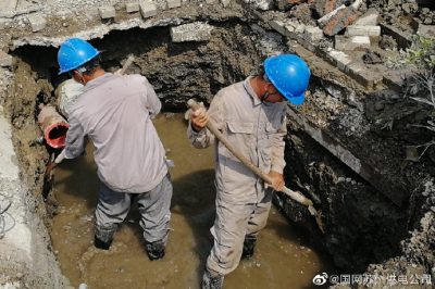 國網(wǎng)蘇州市吳江區供電公司正在開(kāi)挖工作井基坑