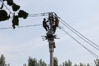 東阿縣供電公司新架設電桿5基、絕緣導線(xiàn)1000米