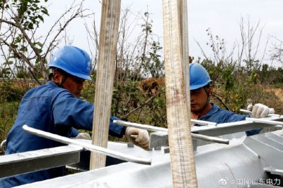 蓬萊市供電公司:立新塔 架新線(xiàn)