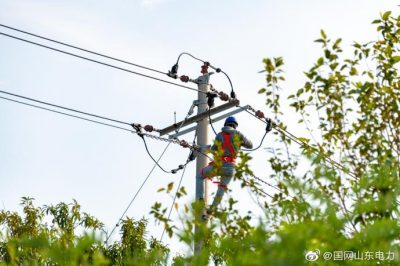 長(cháng)島縣供電公司在花溝村進(jìn)行檢修消缺