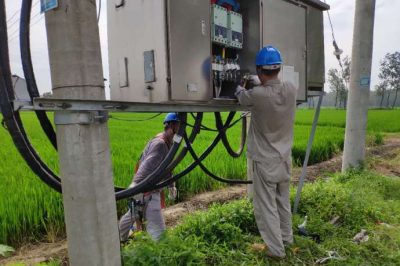 對尹莊西配變新增一條200米400V低壓線(xiàn)路