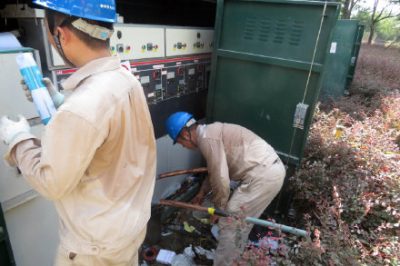 敷設桃園里10千伏接入工程配電房高低壓柜等進(jìn)線(xiàn)電纜及其它附屬設備